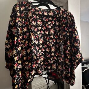 Forever 21 Black Floral Kimono